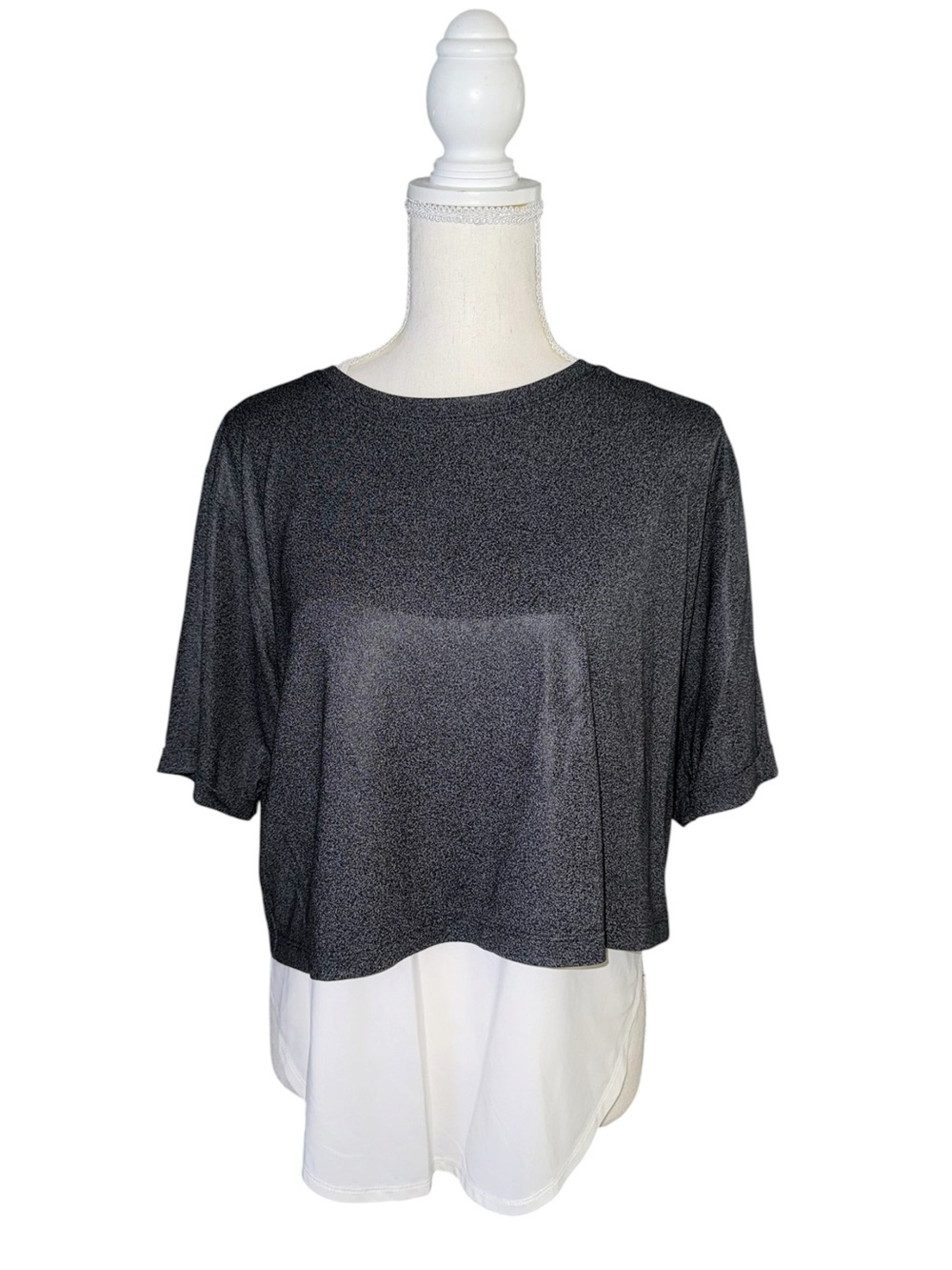 lululemon athletica Charcoal/White Layered Short Sleeve Tee + Tank